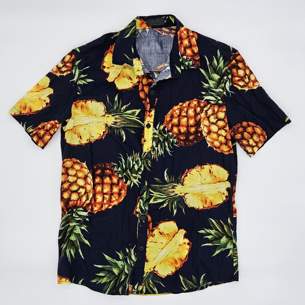 Boys Pineapple Shirt Navy Size XL Button Up PSYCH